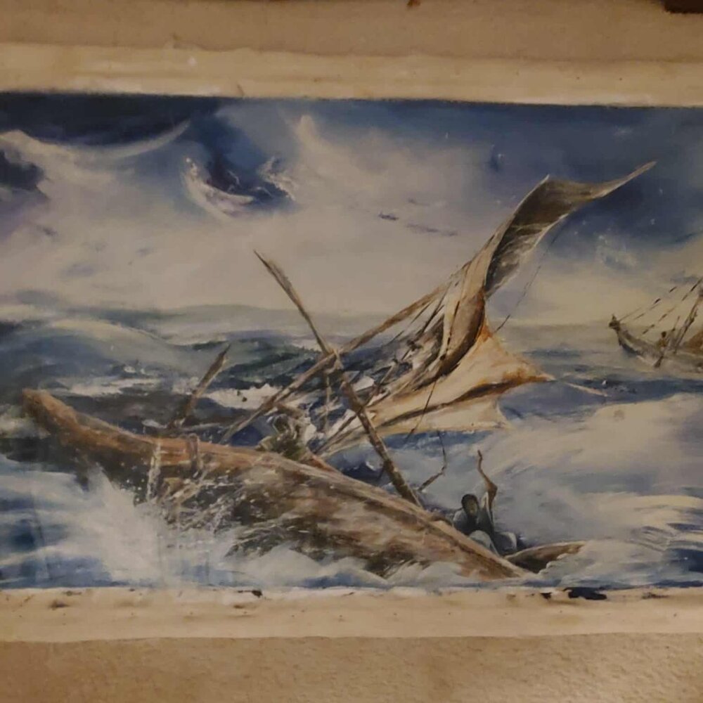Acrylic Painting title Storm at Sea